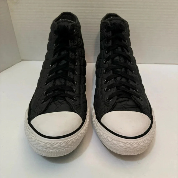 Converse All Star Chuck Taylor Black Quilted Lined Unisex Sneakers - Picture 2 of 10